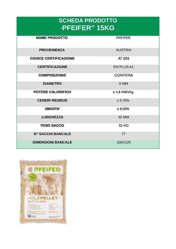 Pellet Pferifer 100% Abete   70 sacchi da 15 kg - immagine 2